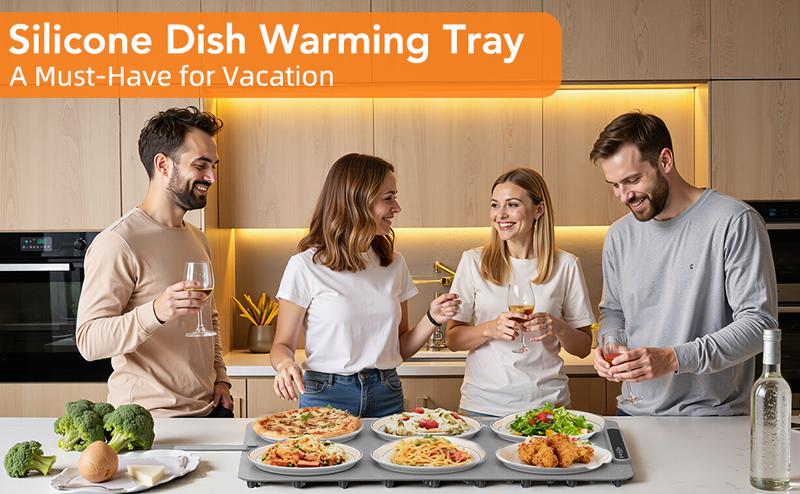 COWSAR Ultra-Thin Electric Food Warming Mat – Full-Surface Fast Heating with 3-Level Temp Control & Child Lock, Auto Shut-Off, Rollable Silicone Heat Pad for 6 Plates, Home, Party & Travel Use