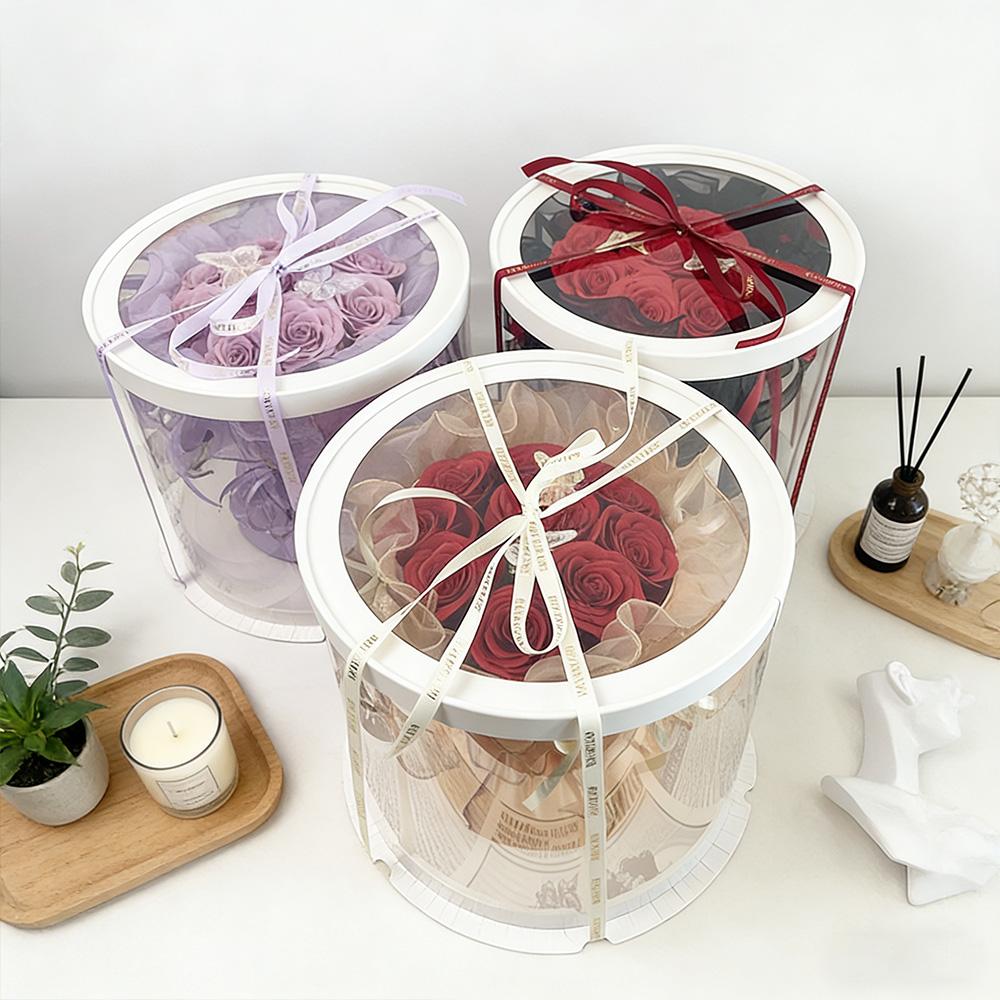 Scented Soap Rose Bouquet in Clear Box, 10.6" Pre-wrapped Eternal Fake Flowers with Butterflies, Luxury Gift for Mom Wife Girlfriend, Mother's Day 2026 Romantic Anniversary Centerpiece