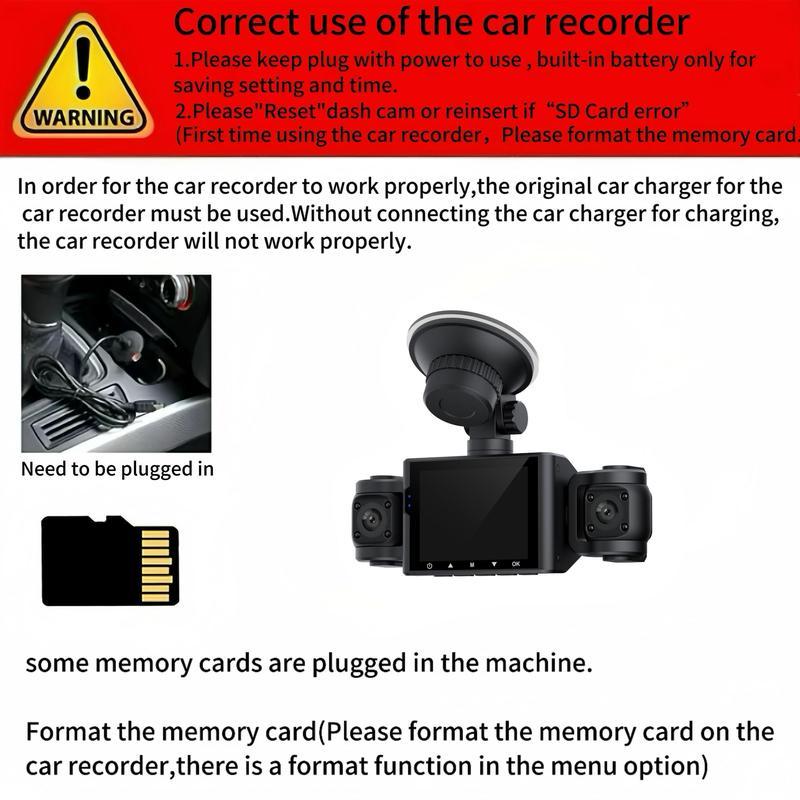 4 Channel Dash Cam, Car DVR with Front & Rear & Inside Left & Inside Right Camera, Car Electronics Accessories, Car Video Surveillance