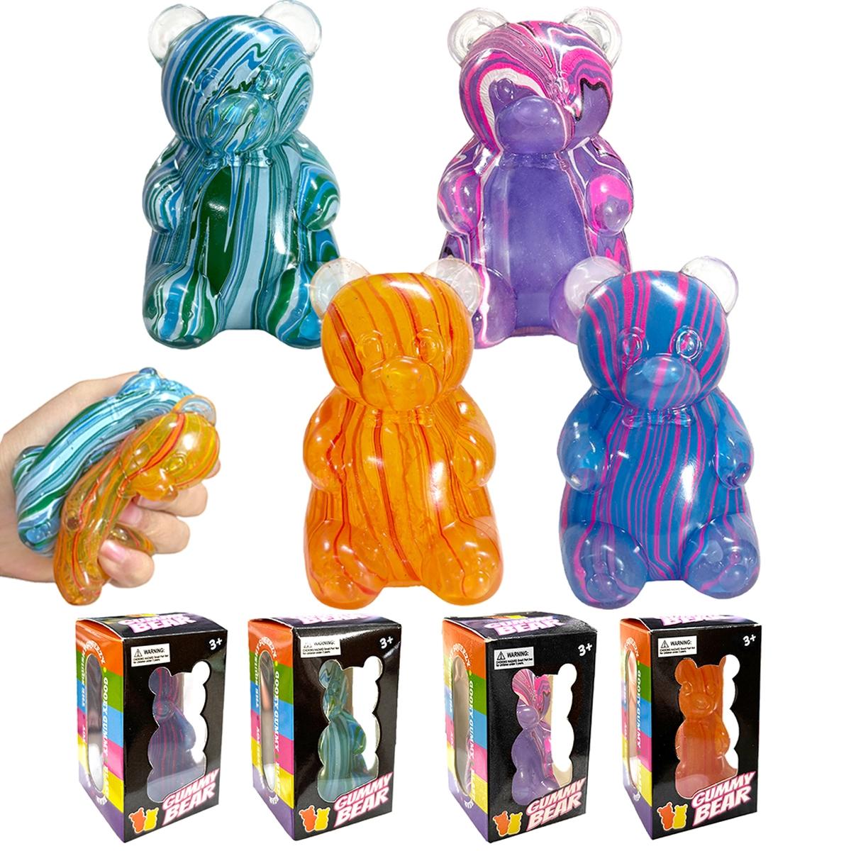 Cute Bear-Shaped Squeeze Sensory Stress Relief Toy, Soft Gel Fluid Teddy, Anxiety Reducing Ball, Birthday Gift, Party Filler, Decompression Squeeze