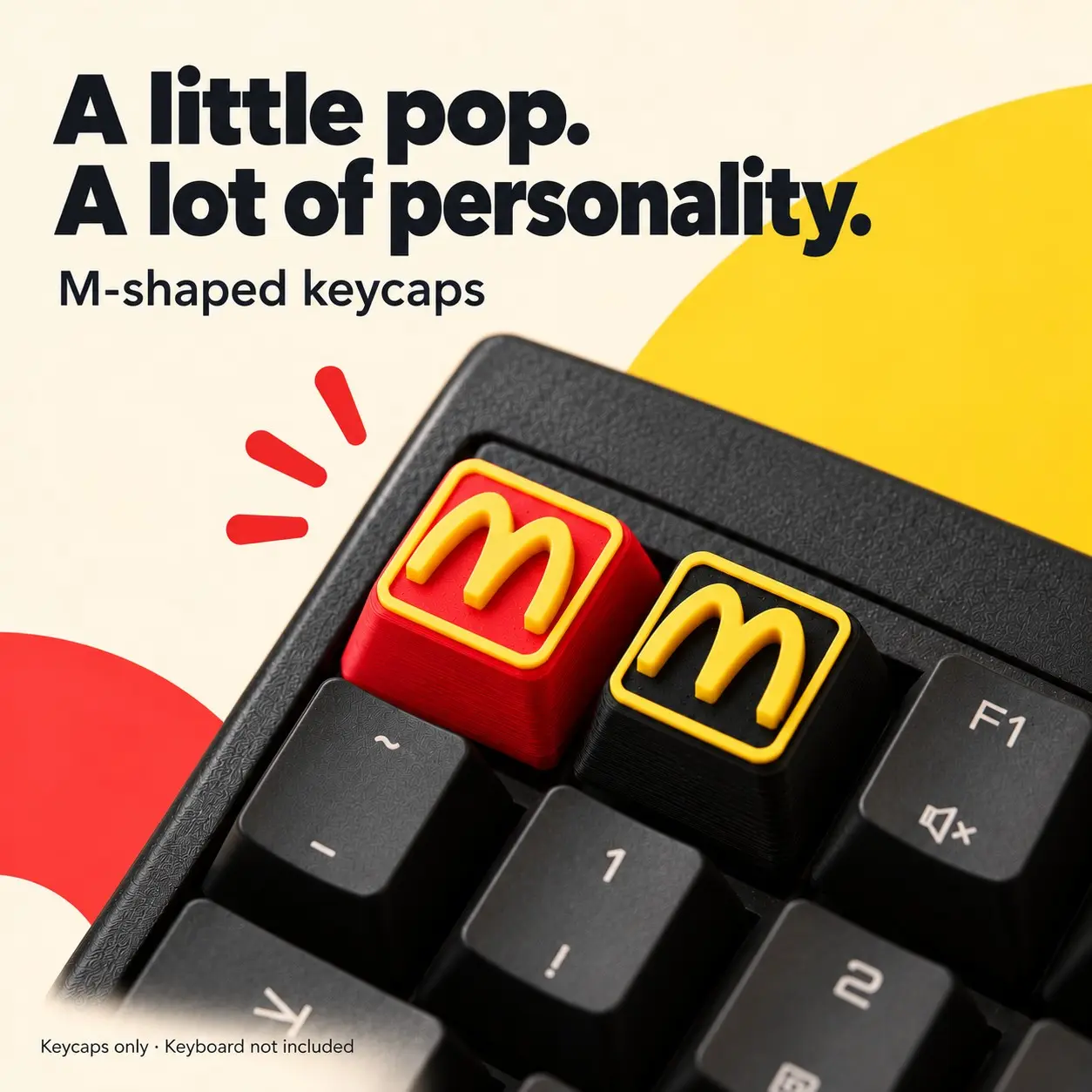 Customizable 3D Cross Keycap for Mechanical Keyboard, Creative Red Design, Personalized Height Adjustment, Unique M-Logo Style