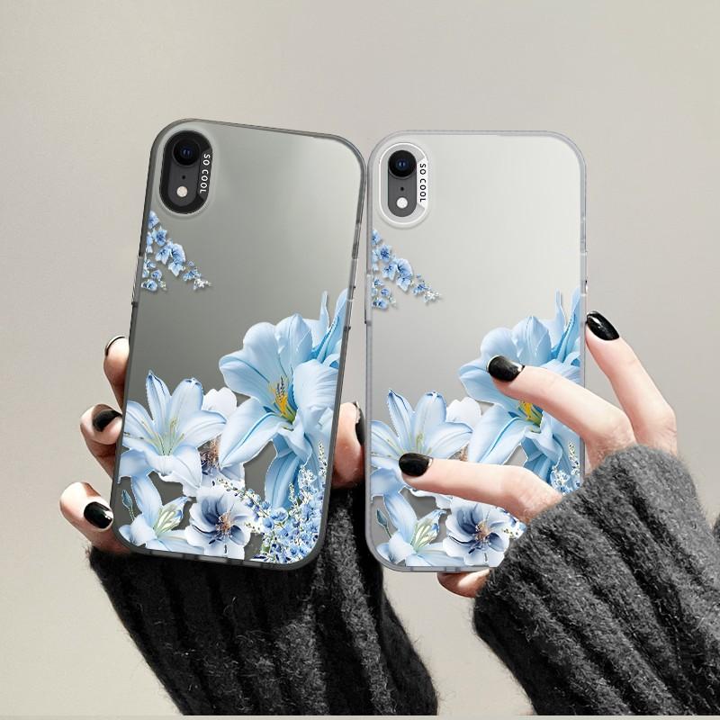 Phone case for iPhone XR Light Blue Lily & Tiny Blue Floral Case designer case Shockproof Crystal Clear Full Body Protection Colorful Silver Phone Case ROOCYMX3V