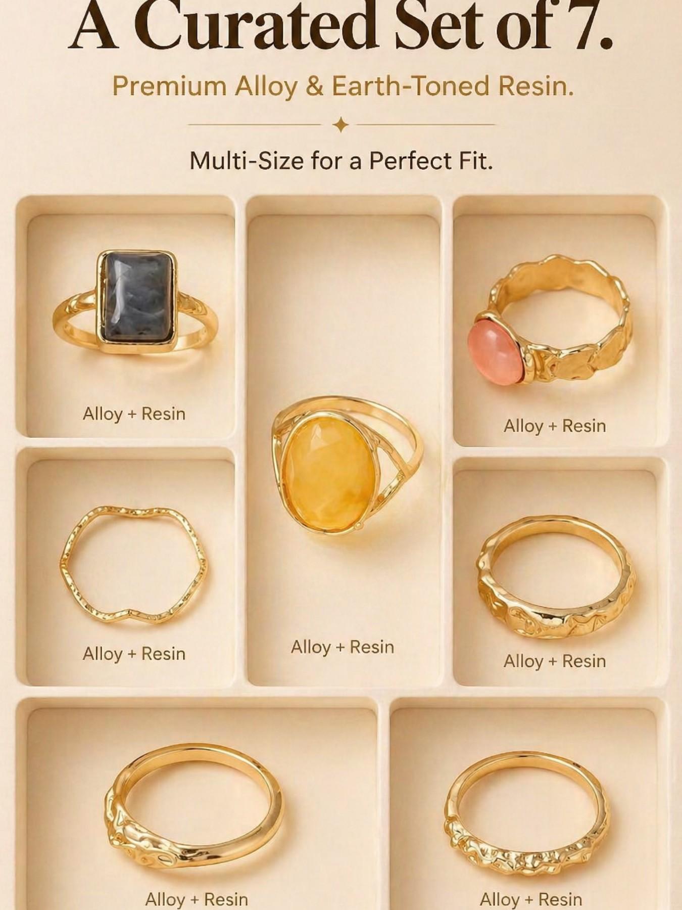 Vintage Gold Stacking Rings | Boho Chic Aesthetic Jewelry | Clean Girl Look Essentials | High-End Textured Rings for Girls
