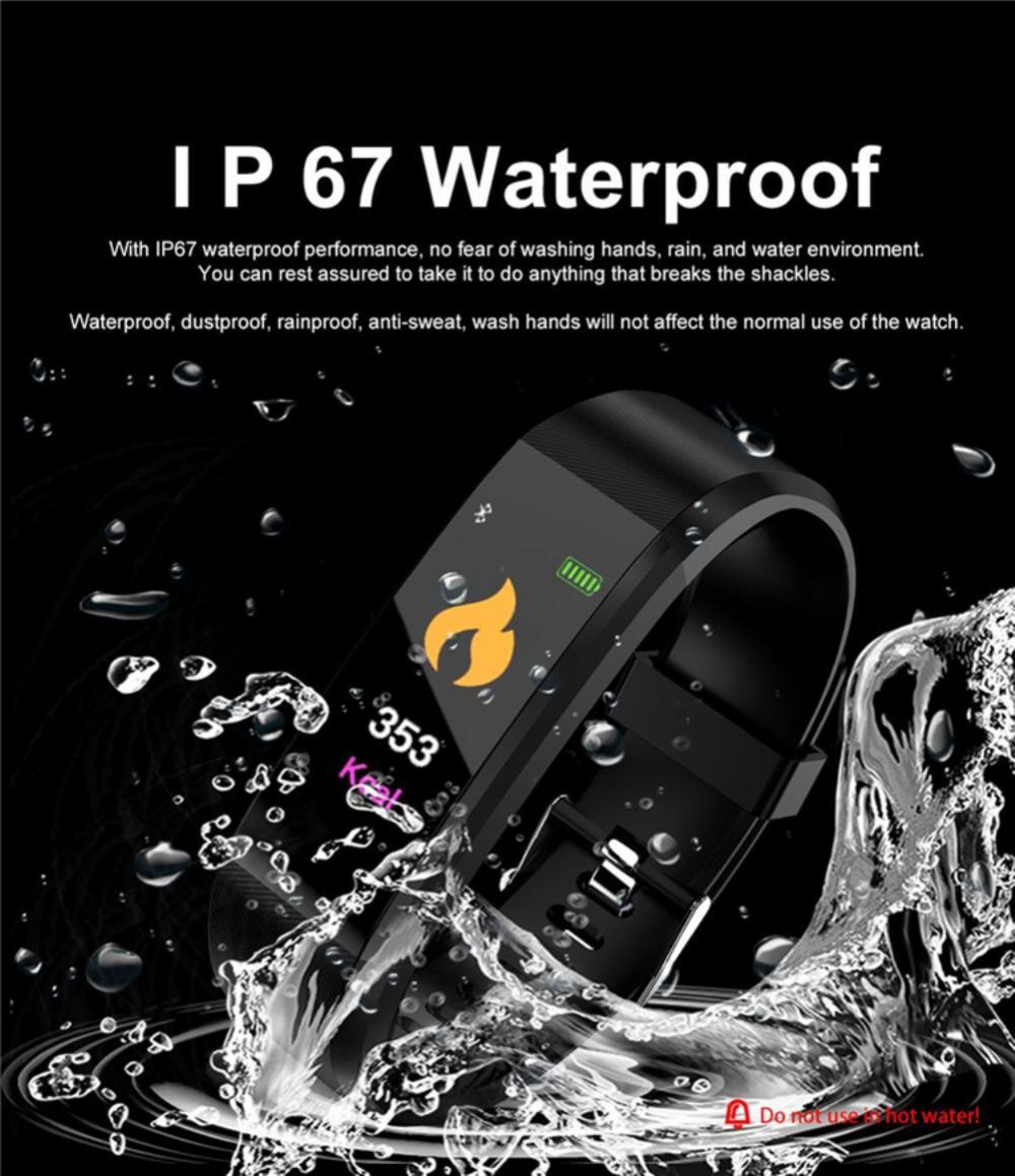 115plus Smart Watch for Men and Women, Bluetooth Wireless Fitness Tracker with Heart Rate, Blood Pressure Monitor, Remote Camera, Waterproof Design & Wireless Charging for Fitness Enthusiasts