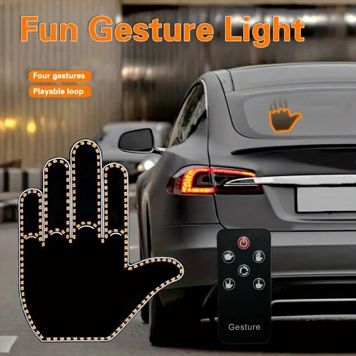 Finger Light with Remote, 1/2/3 Counts Car Hand Sign, Mirror LED Warning Light, Multifunctional Warning Light for Car Window, Car Accessories, Visibility During Night Driving, Led Lights