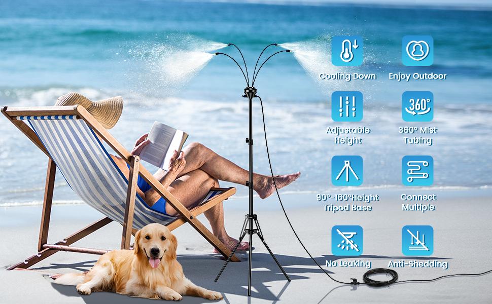 Standing Misters for Outside Patio,Portable Misting System for Cooling Outdoor - 32.8Ft Stand Misting Line with Adjustable Height 5.25 FT Stand Spray for Yard Garden BBQ Party Pool Water Playing Beach Tropical Sprinklers Standing Misters for Outside Patio,Portable Misting System for Cooling Outdoor - 32.8Ft Stand Misting Line with Adjustable Height 5.25 FT Stand Spray for Yard Garden BBQ Party Pool Water Playing Beach Tropical Sprinklers