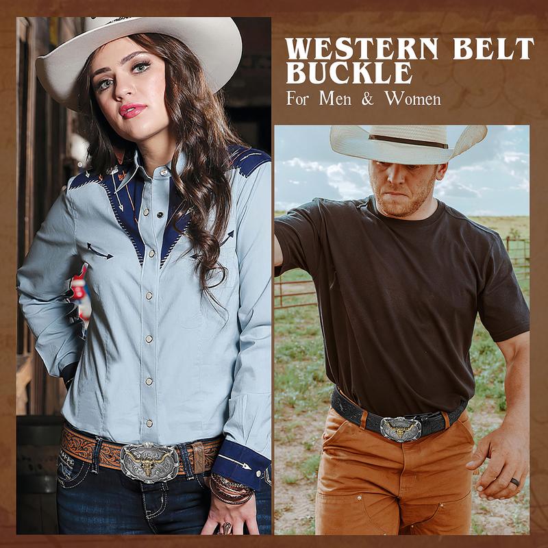 BELTROAD Cowboy Cowgirl Leather Buckle Belt for Men Women Western Leather Belt for Jeans Business Belt Unisex All Year Round Christmas Gifts