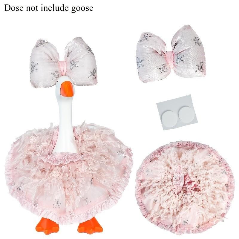 Princess Goose Set with Star Bow and Feather Tutu, Perfect for 7-Inch Gooses, Includes No Statue, Ideal for Decorative Use