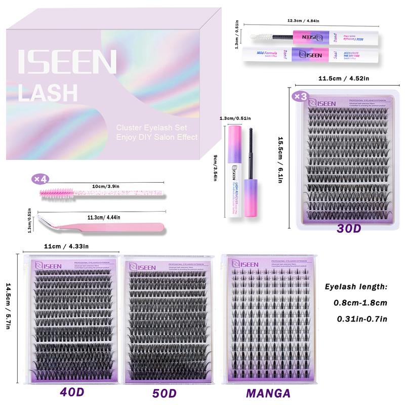 Natural Look Eyelash Extensions Kit, DIY Eyelash Extensions, 1 Set False Eyelashes with Glue & Tweezers & Brush & Glue Remover, Professional Eye Enhancement Tools for Women, Makeup Gift