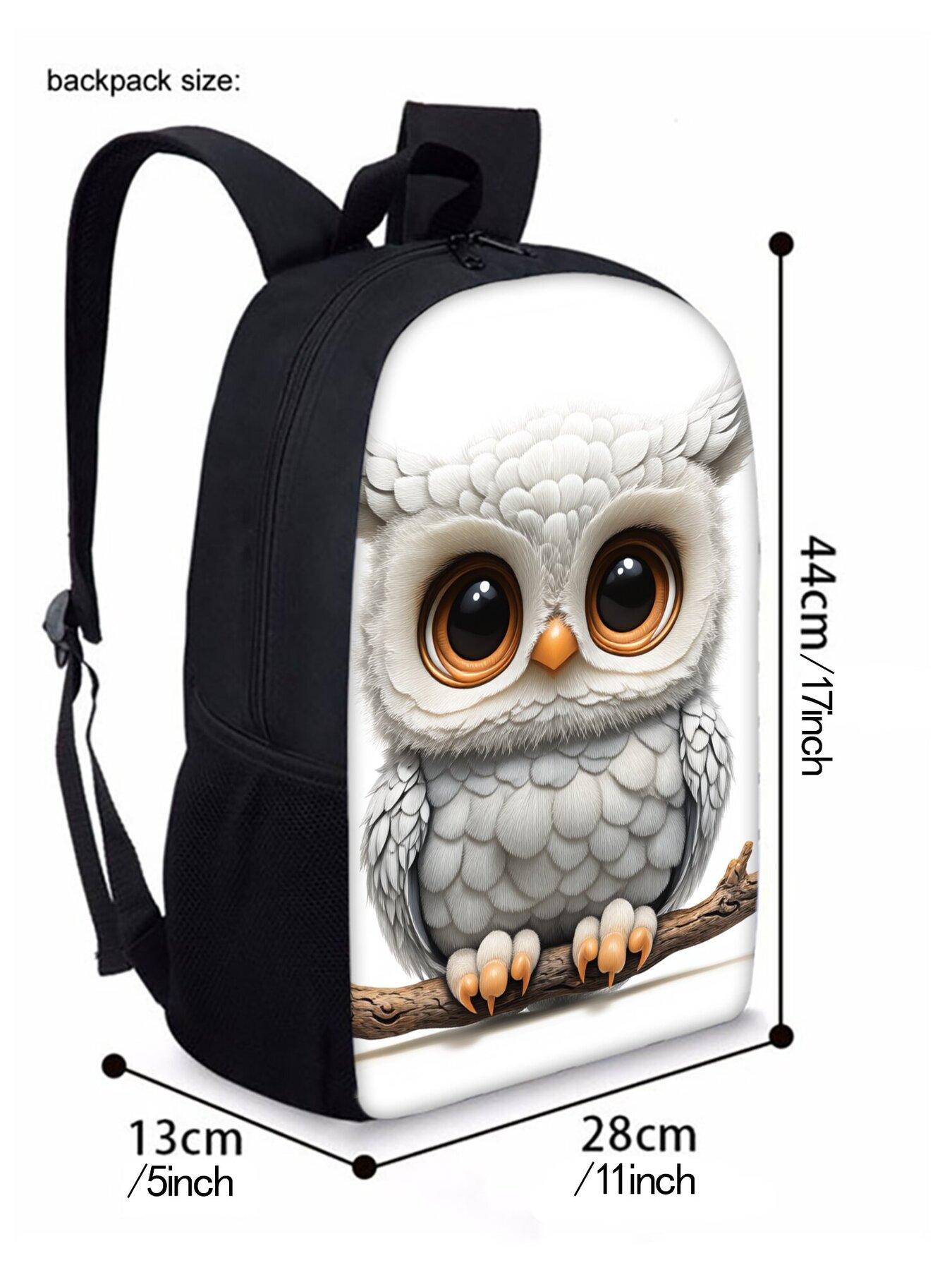 Cute Owl Print Single-layer Backpack