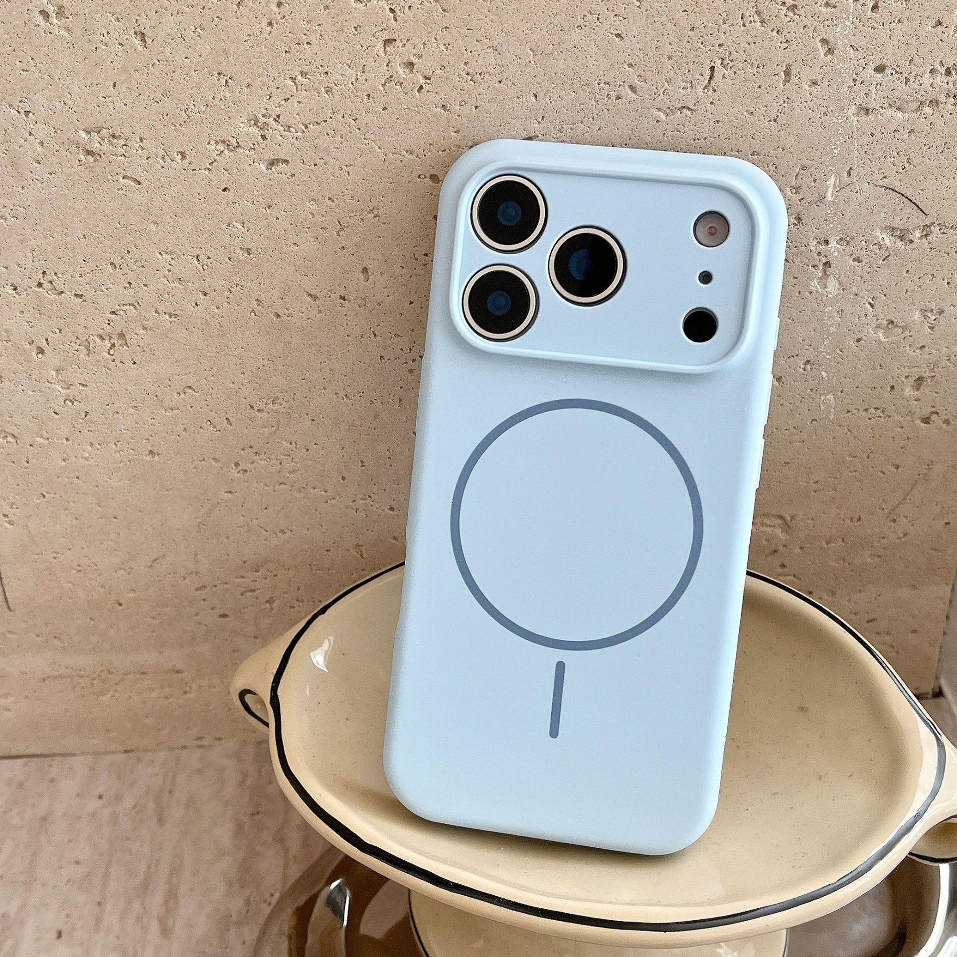 Luxury Magnetic Soft Silicone Phone Case for iPhone 16/15/14/13/12 Pro Max Plus, Wireless Charging Compatible, Drop Protection