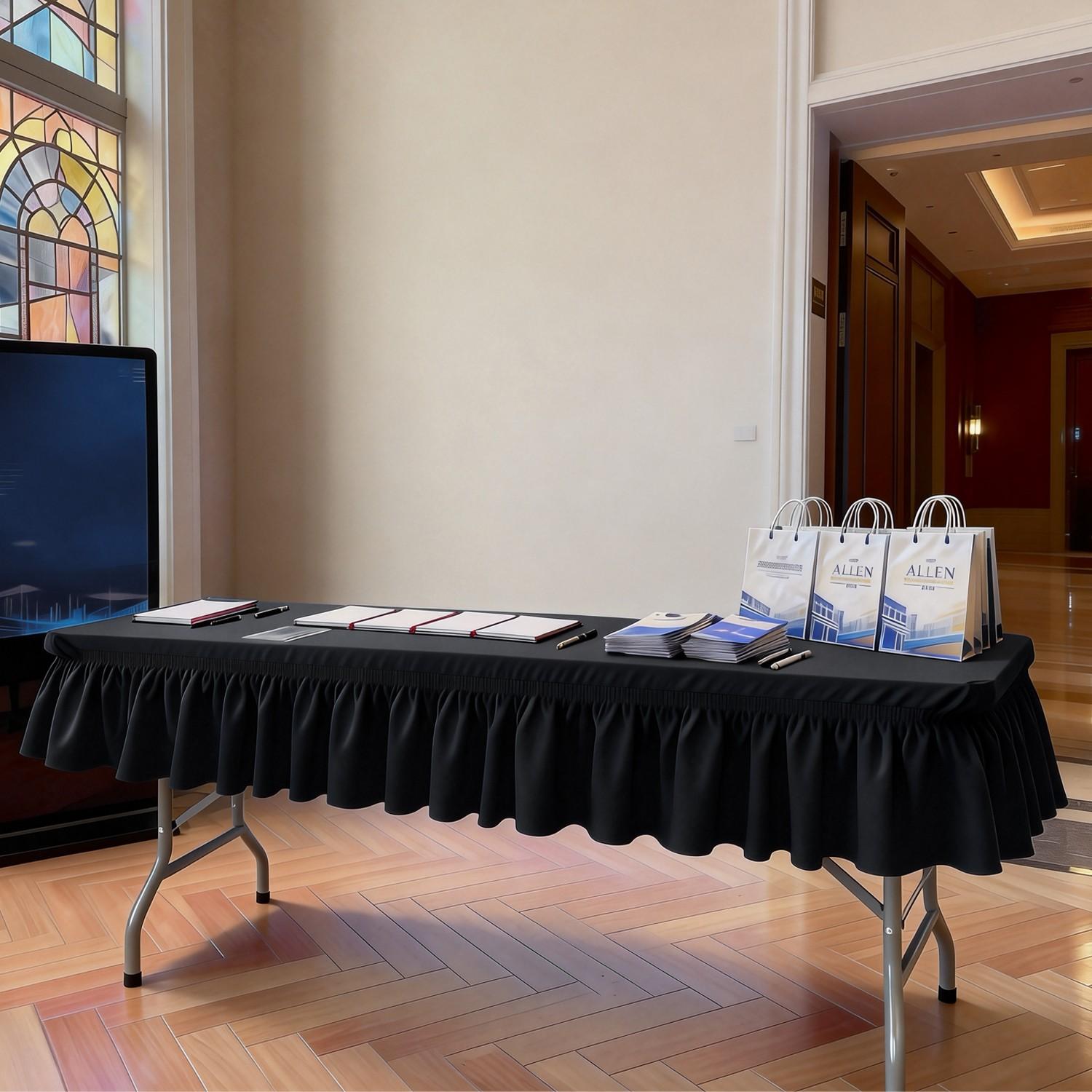 Stretchable Rectangular Tablecloth with Stretched Border Design, Wrinkle-Free Easy Wash, Smooth, Ideal for Weddings Parties and Table Protection, Portable Tablecloth
