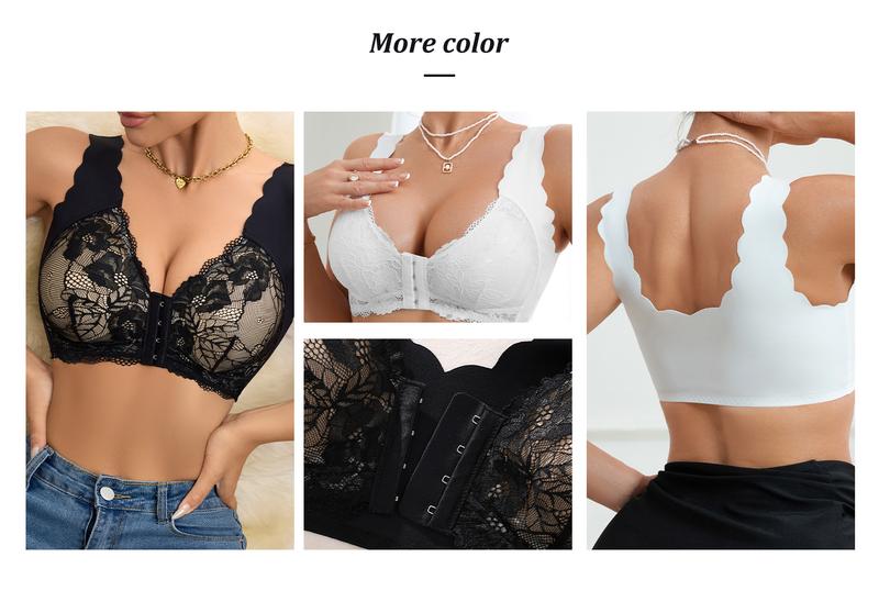 2 Pack Women’s Front Closure Lace Bras,Comfortable  Seamless Soft full coverage Womenswear Bridal bras women minimizer bra