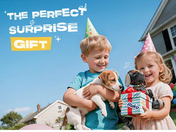 Ruko 18011 Robot Dog Toy, Smart Interactive Puppy with 30+ LED Faces, Remote & Gesture Control, Programmable Electronic Pet for Kids Ages 3–9, Black & Gold