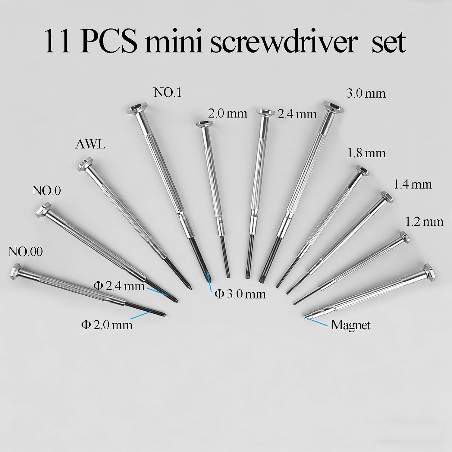 11 count Small Precision  Set,  Mini Screw Driver Set Kit, 6 Different Sizes of Flat   Screwdrivers for Watch, Eyeglasses, Electronics, Repair Box