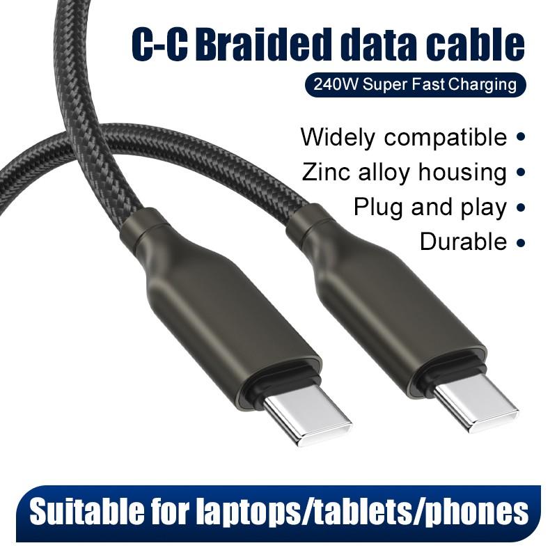 240w Super Fast Charging Cable, Type-C to Type-C, Data Transfer, Car Charger, Compatible with Apple, Android, Huawei, Xiaomi, Samsung, Oneplus, Vivo, Oppo