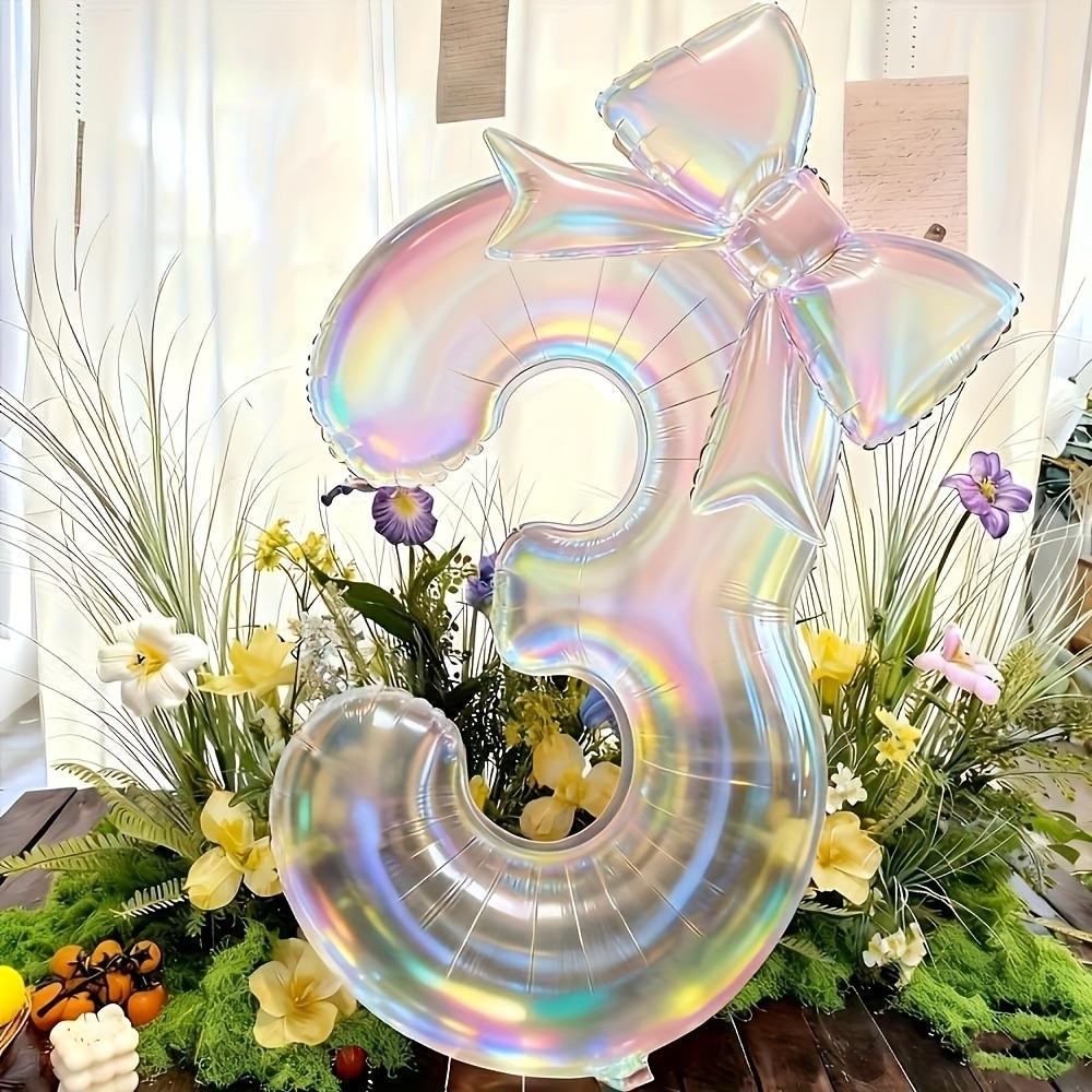 2pcs Large 40 Inch Transparent Rainbow Number Balloons, Party Decor for Graduation, Wedding, Baby Shower, Anniversary, Birthday