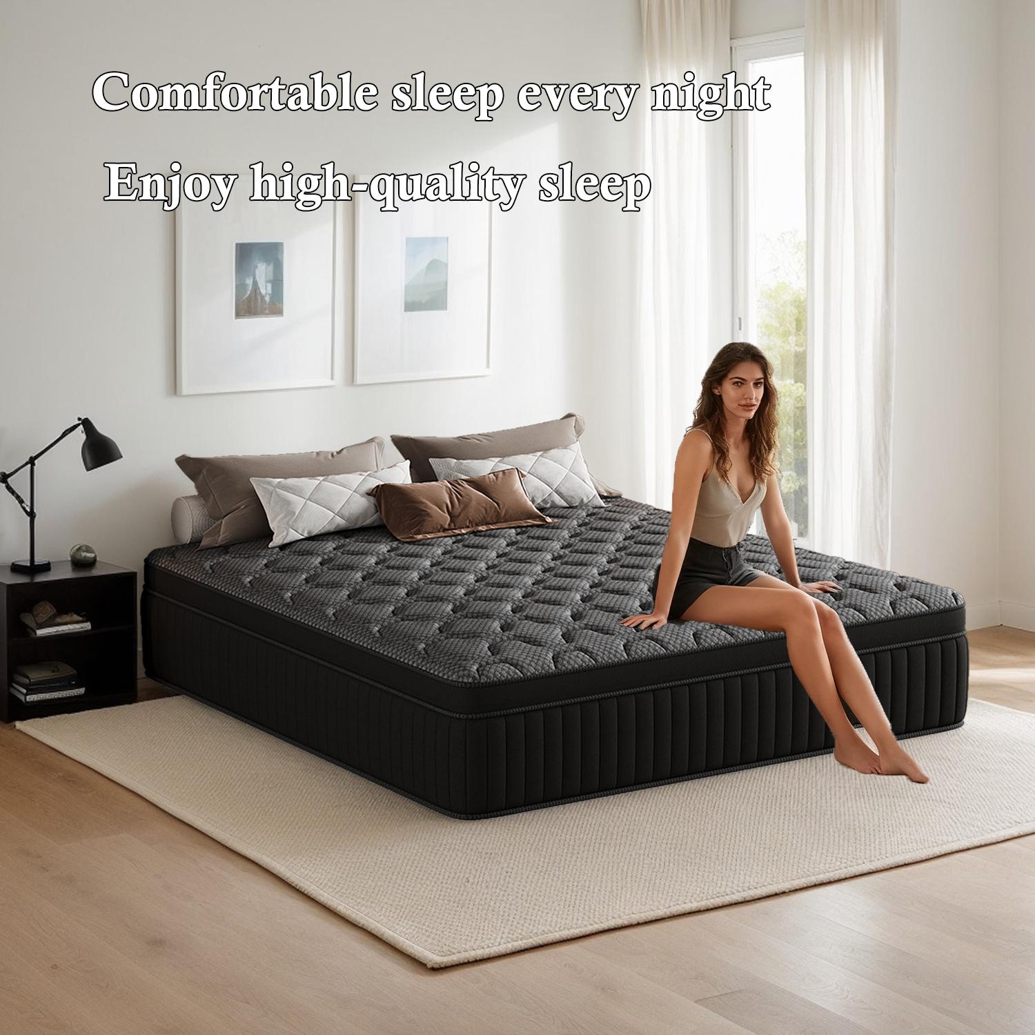 LODEIJA 8/10/12/14 Inch Twin, Full, Queen, King Mattress Memory Foam And Spring, Hybrid MattressMedium Firmness, Lumbar Support, For Home Rooms Hotels, Boxed Halloween ChristmasGift Furniture Ergonomic  size mattress Interior Modern size mattress