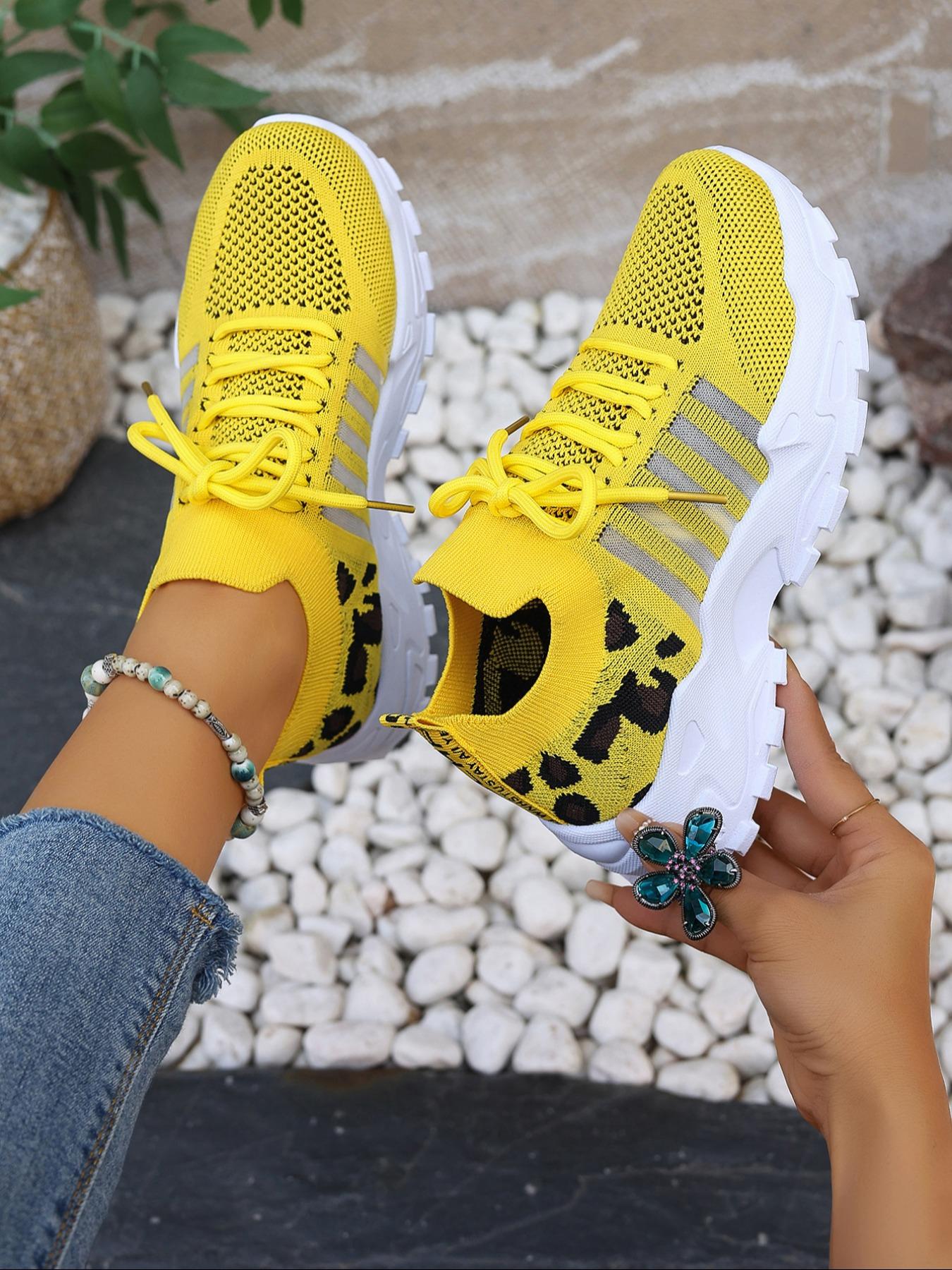Women's Fashion Leopard Print Lace  Sneakers, Casual Comfortable Breathable Low Top Sneakers, Female All-match Round Toe Sports Shoes for Daily Wear, Trendy Walking Sneaker