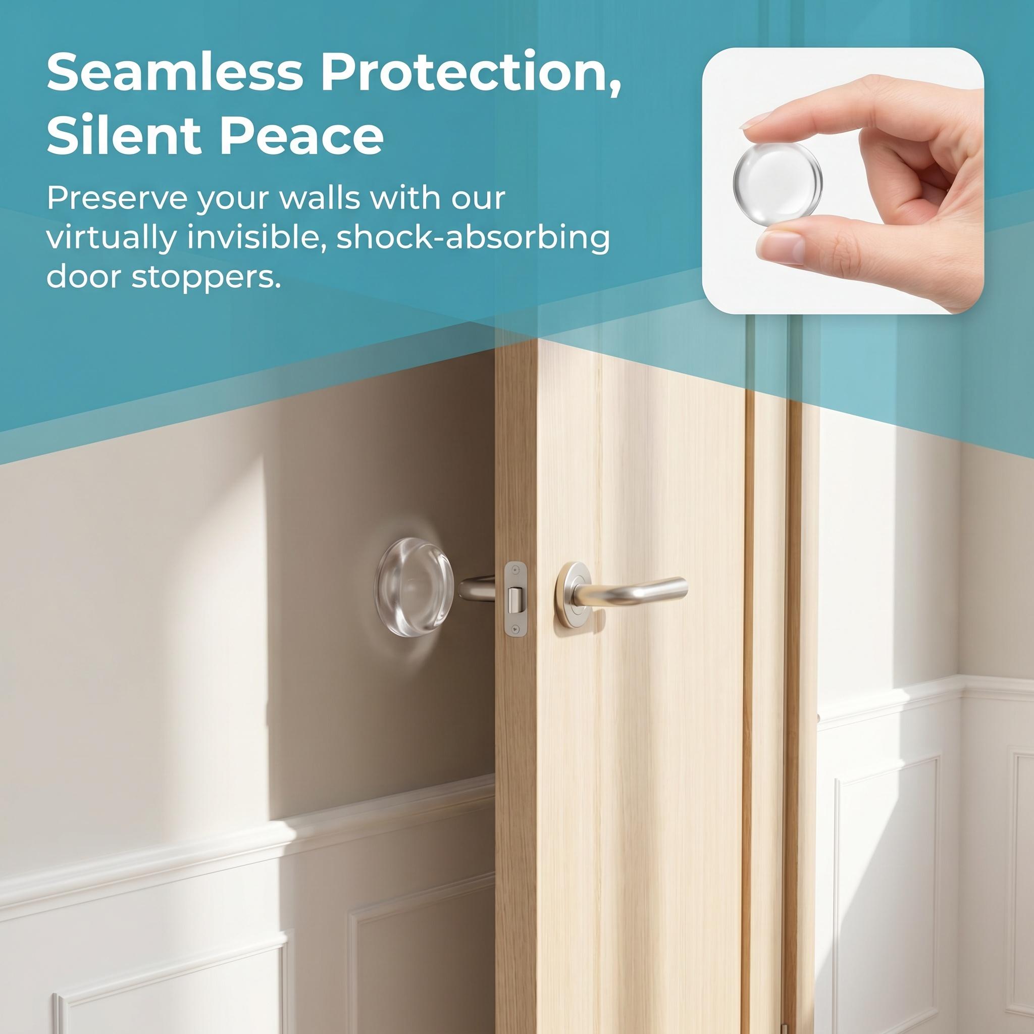 Clear Silicone Door Stopper Wall Protector, Shock Absorbing Noise Dampening Self Adhesive Bumper Pads, Invisible Anti Collision Buffer For Home Door Handle Cabinet Furniture Toilet, Household Renovation Supplies For Family Renter-YY0