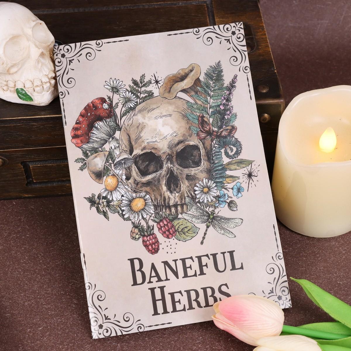 Gothic Skull and Plant Art Planner, Dark Romantic Floral Illustration Journal, Creative Notebook and Stationery Collection
