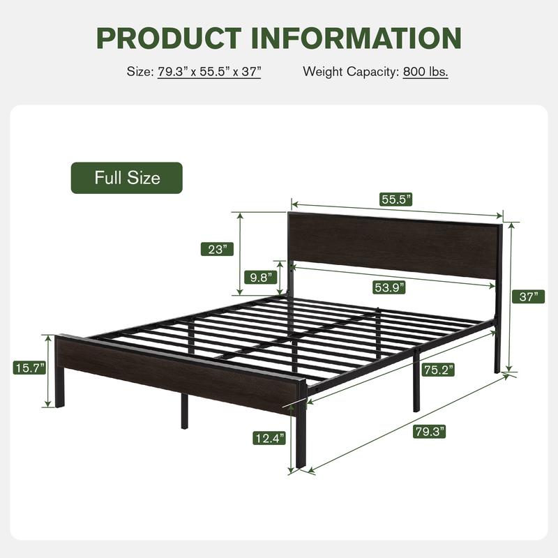 【Clearance】MUTICOR Modern Metal Platform Bed Frame with Wood Headboard 【Frame Only No Mattress】Twin/Full/Queen Size, Thickened Frame, No Box Spring Needed, Black#TikTokShopBlackFriday #ChristmasGifts
