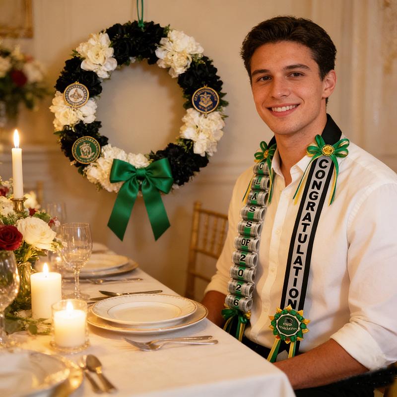 Graduation Money Lei Class of 2026 Double Braided Lei Gift Graduation Cash Gifts Pull Ideas for High School College Party Supplies(Blue) sash