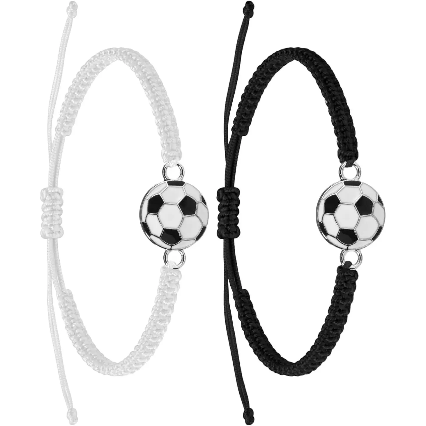 2 count Soccer Bracelet, 2 Colors Braided  Bracelets Adjustable Bracelets with Soccer Charm Volleyball Soccers Gifts Soccers  for Fans Friendship Relationship Gifts Souvenir
