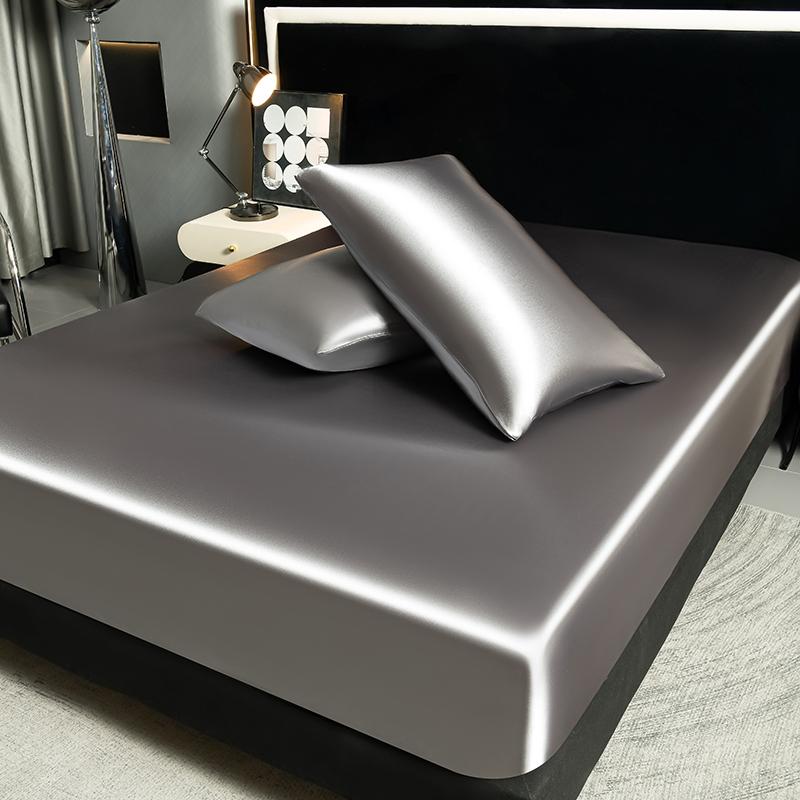 Satin Dustproof Mattress Protector & Sheet Set, Silky Fitted Sheet, 2/3pcs Silk-Like Bedding, Machine Washable & Skin-Friendly, For Home, Dorm, Hotel Use, Multiple Sizes Available