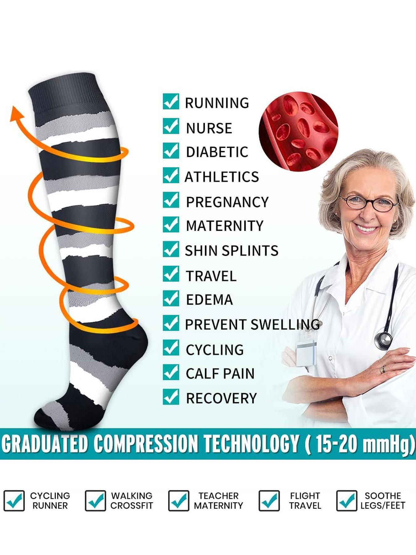 Unisex's Socks, Sports Socks for Circulation, Running, Nurses, Pregnant Women, Sports Socks for Men & Women