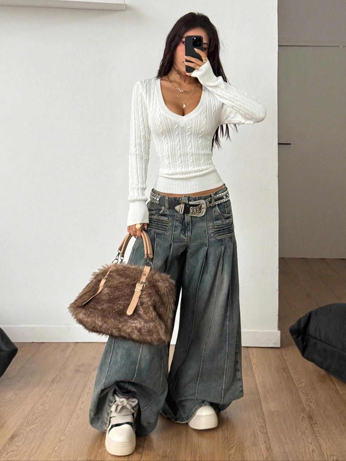 Women's Long Sleeve Knit Sweater, Knitwear, Casual Holiday, Perfect for Travel, Stylish Pullover Top, Ladies' Fashionable Outerwear