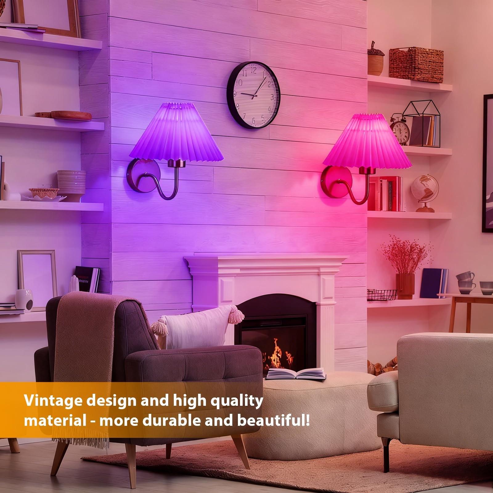 Rechargeable Wall Lamp Set of 2, RGB Detachable Bulb, Adjustable LED Light with Remote, Modern Home Decor for Bedroom & Living Room