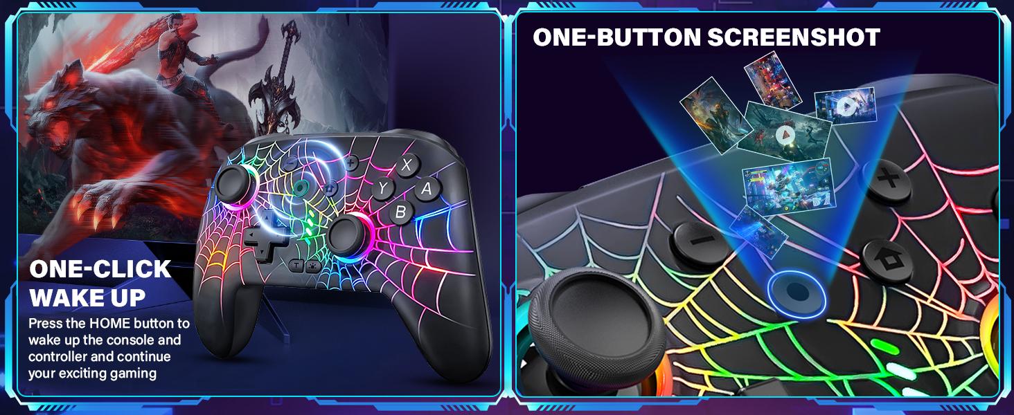 RBG Wireless Switch Controller for Nintendo Switch/Lite/OLED-Switch Pro Controller/iPhone/Android Game Stick,Programmable Game Joysticks for Nintendo Switch