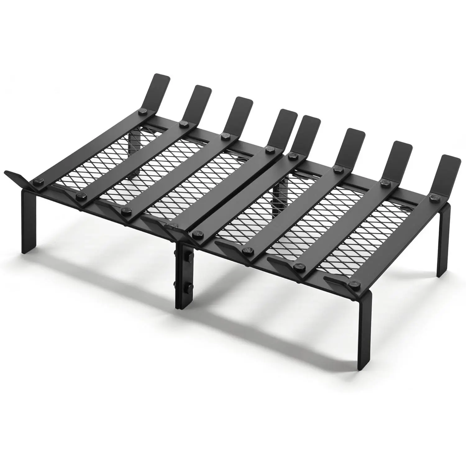 Fireplace Grate with Ember Retainer, 21" Heavy Duty Steel Fire Grate | 8-Bar Fireplace Log Holder and Wood Stove Grate Rack for Indoor Hearth, Outdoor Fire Pit, Easy Assembly