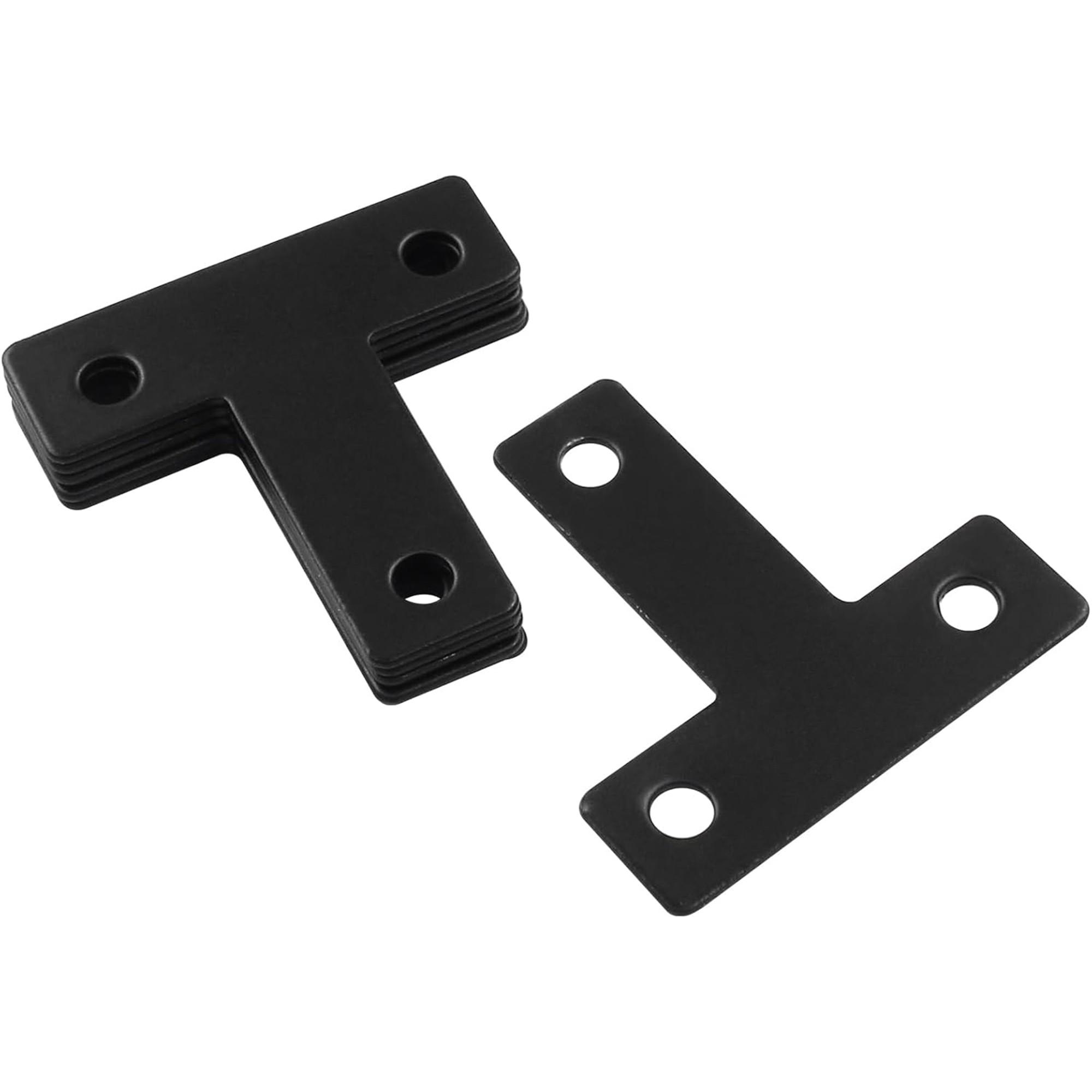 T Shape Flat Mending Plates 40mm x 40mm (1.57" x 1.57") T Corner Braces T Bracket Connector Fixing Repair Plates for Wood Furniture, Cabinet, Windows, Black