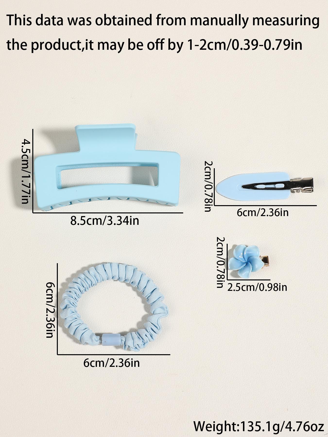 37pcs powder blue hair ring hairpin set, hair ring resin egg flower small hairpin seamless clip square clip, Macaron powder blue hair accessories set, ladies daily commute appointment