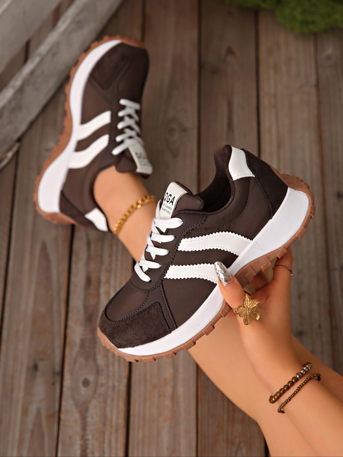 Women's Fashion Thick Sole Sneakers, BreathableWalking Shoes,Comfortable Support, CasualTextile Upper, Rubber Sole, All Seasons,Breathable Outdoor Shoes