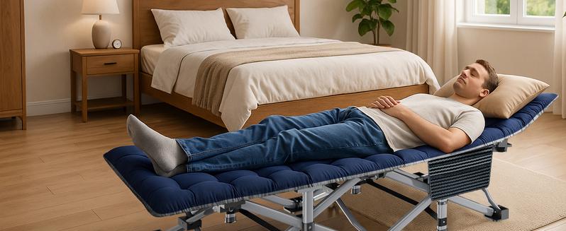 MOPHOTO 75" Portable Camping Cot for Adults,Guest Bed Sleeping Cot with Mattress,Heavy Duty Outdoor Folding Bed with Carry Bag Travel Home Office Nap