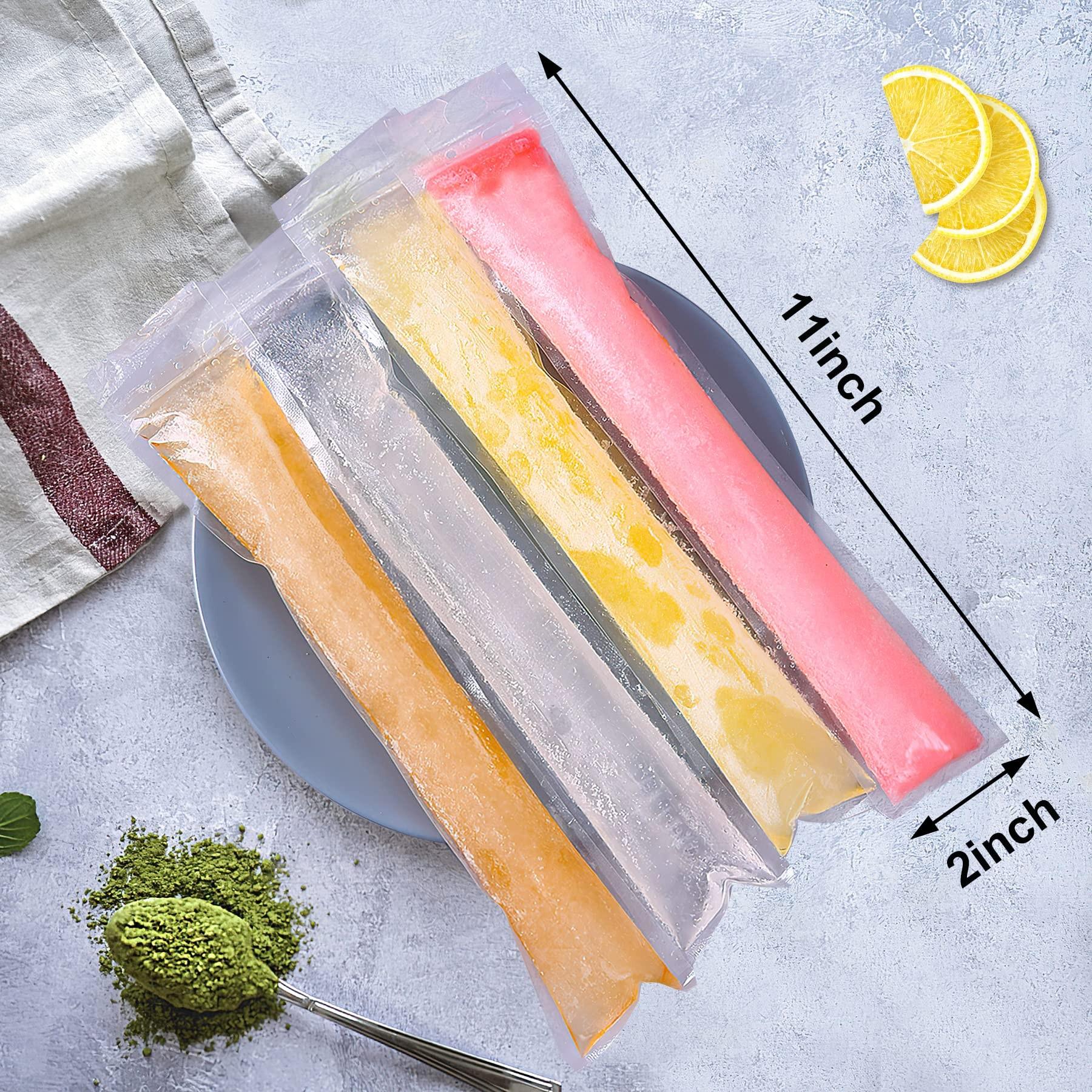 50/100 Disposable Ice Popsicle Mold Bags, Freezer Tubes with Zip Seals, Healthy Snacks Yogurt Sticks Juice Fruit Smoothies, Includes Funnel