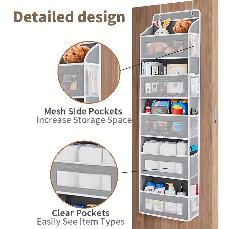 Five-Layer Door Hanging Storage Box with 5 Large Pockets, Anti-Tip 44lb Capacity, Ideal for Bedroom, Bathroom, Kitchen, Kids' Room