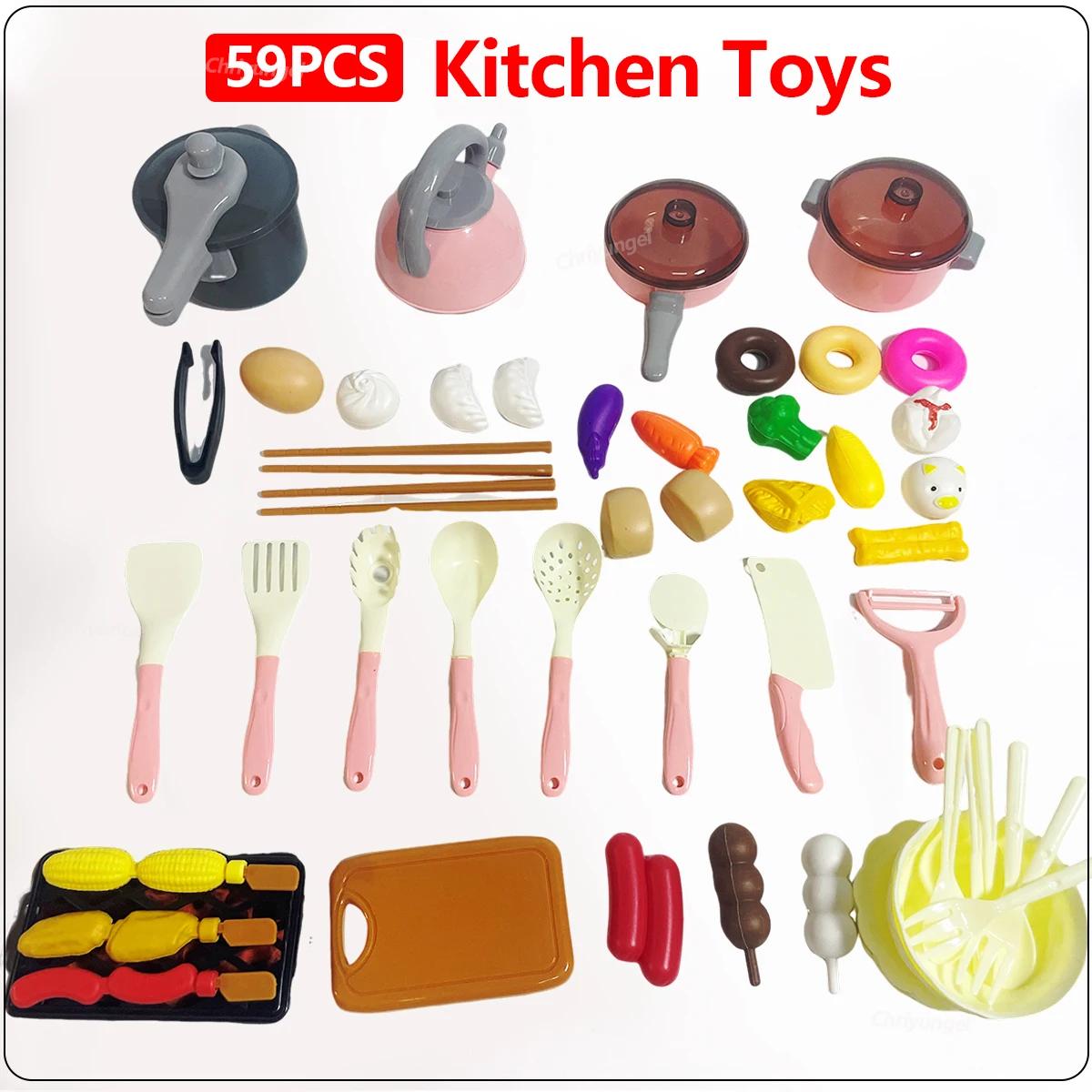 69-Piece Toddler Kitchen Pretend Playset with Pots, Pans, Utensils & Play Food, Play Kitchen Accessories for Ages 3+, Ideal for Classroom, Holiday & Birthday Gifts, 3 - 4 Years