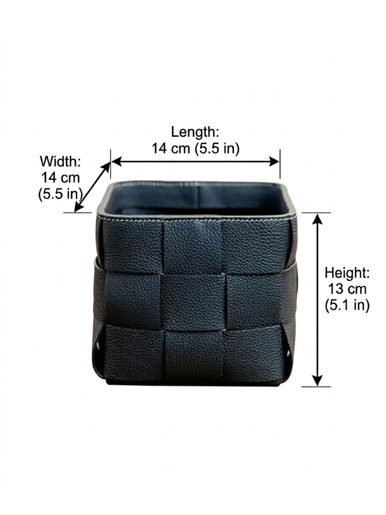 High-Quality top-grain leather Storage Basket, Elegant Makeup Brush Organizer, Perfect for Vanity & Bathroom, Essential for Beauty Bloggers