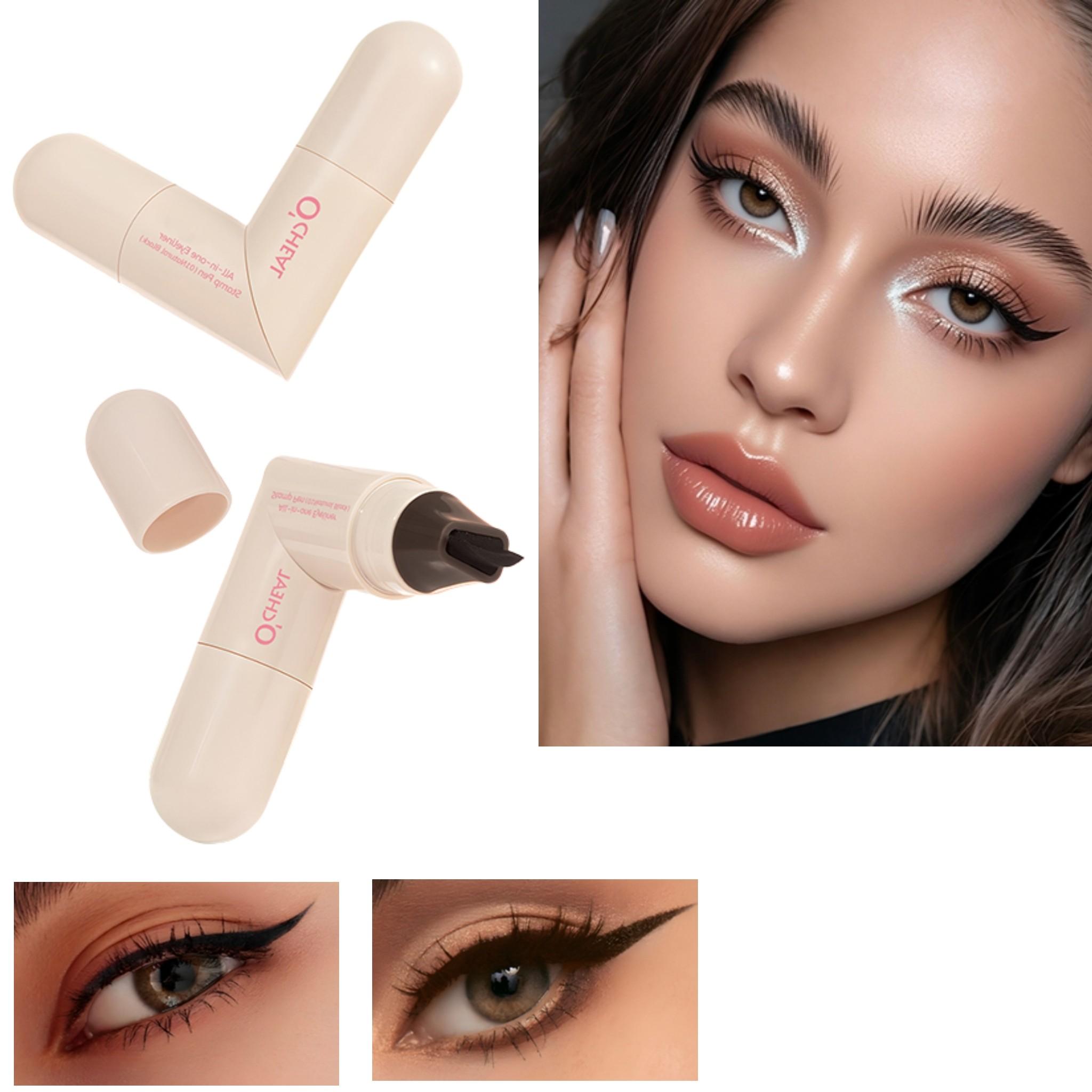 Smooth Dual-Ended Rotating Eyeliner Pen, Quick-Dry Non-Bleed Water Proof, Easy Application, Daily Commute Eye Liner, Single Item Balm Form