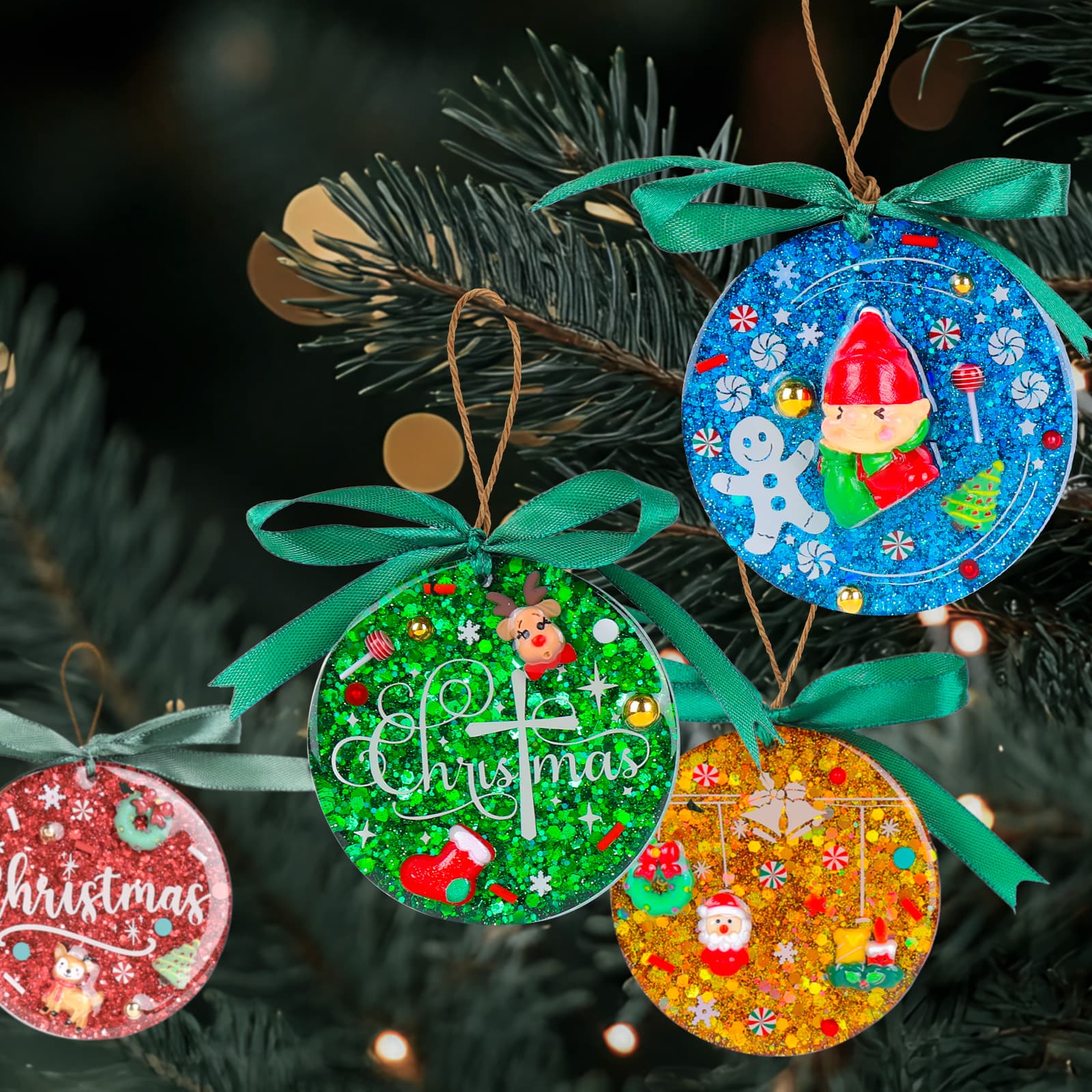 21-Cavities Keychain Resin Molds with Hole, 4 Sizes 2.95'' 2.76'' 2.36'' 1.97'' Flat Circle Round Silicone Molds for Resin, Epoxy Resin Molds for DIY Christmas Ornaments,Wedding Favor- LET'S RESIN