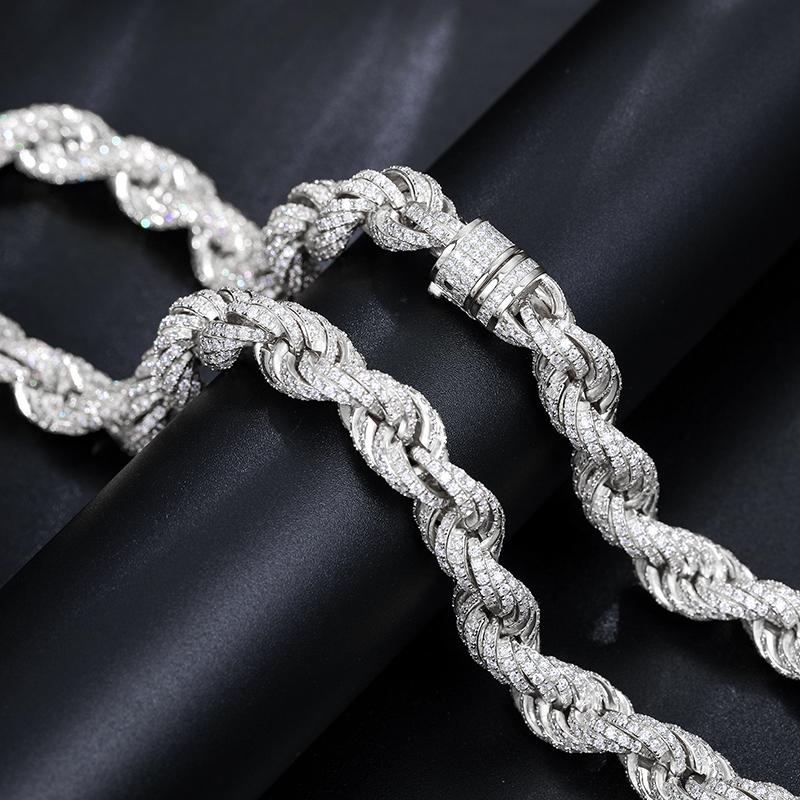 【#N100】8mm 18K Gold-Plated Chain Necklace with Lab-Grown Moissanite S925 Sterling Silver Synthetic Moissanite Necklace for Women Men Hip Hop Jewelry Gift