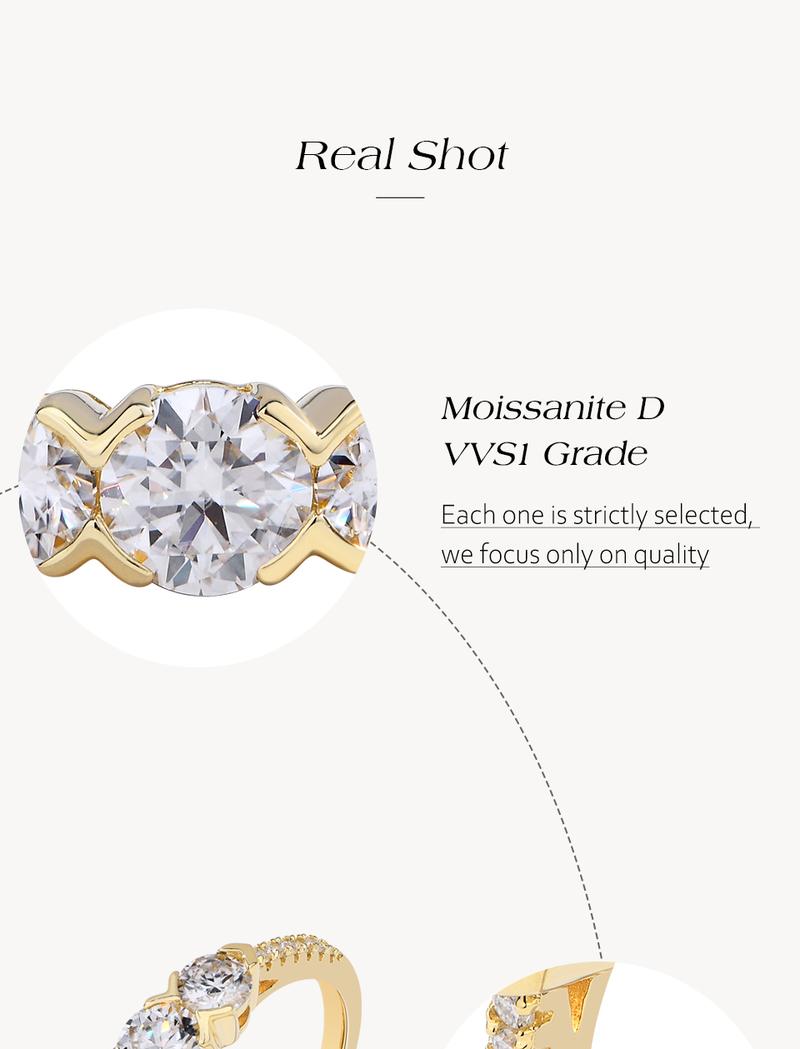 Past Present Future Synthetic Moissanite Three Round Cut 1.2CTW Ring Engagement Party Jewelry Gift New R227