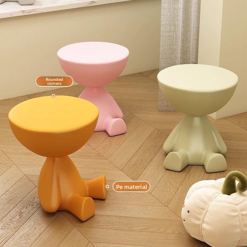 Creative cream style foldable small coffee table, cute small table, bedside table, flat head bear floor decoration, sofa edge table, ideal choice for holiday gifts and daily leisure, unique modern furniture