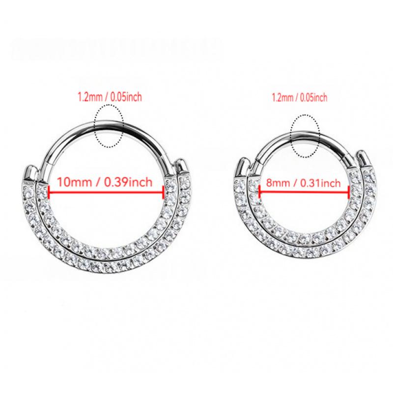 Titanium Alloy Hypoallergenic Nose Ring Hoop, Full Diamond Hinged Clicker, Sensitive Skin Friendly, Perfect Birthday/Valentine's Day/Mother's Day/Christmas Gift, Unisex Cartilage Earring