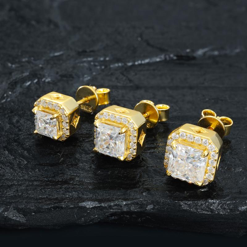 【#E544】Three Sizes Iced Out Stud Earrings UCCIYO Synthetic Moissanite Earrings For Women 925 Sterling Silver Stud Earring Men Hip Hop Jewelry Couple Gift