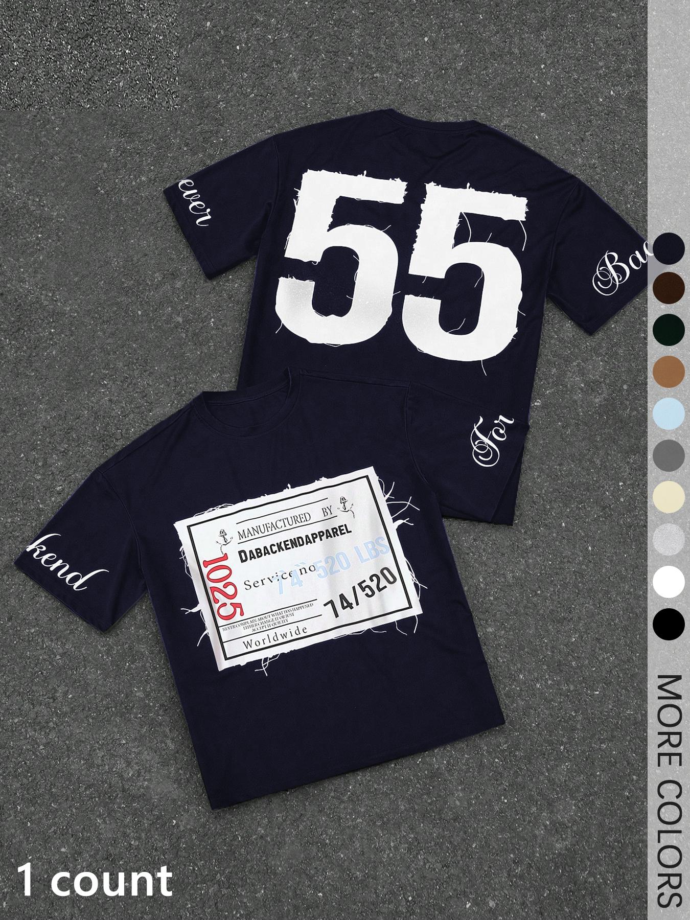 Men's Letter Print Loose Fit Sports T-Shirt, Sports Tee, Men's Graphic Shirts for All Season, Streetwear for Summer, Daily Wear, Athletic Sports Clothing